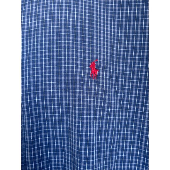 Ralph Lauren Mens Blue Checkered Polo Button Down Shirt Size XL Cotton - Picture 3 of 6